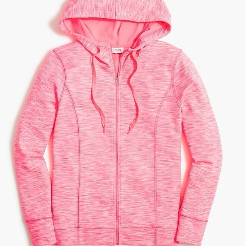 J.Crew Factory Space-dyed Full-zip Hoodie Pink Neon Capri White Size Small